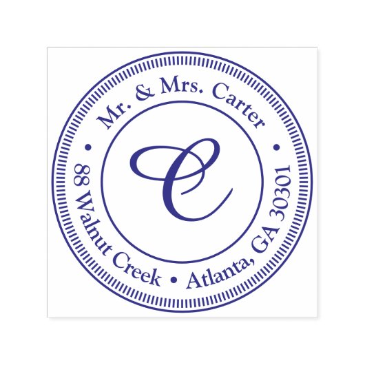 Modern Minimalist Monogram Family Name Rubber セルフインキングスタンプ (デザイン)