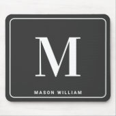 Modern Minimalist Monogram & Name - Charcoal Gray マウスパッド (正面)