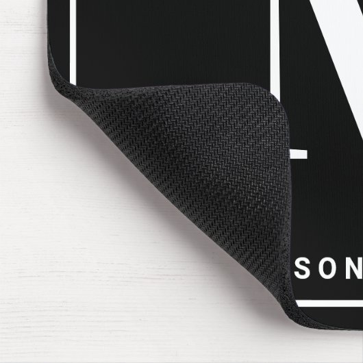 Modern Minimalist Monogram & Name - Stylish Black マウスパッド (コーナー)