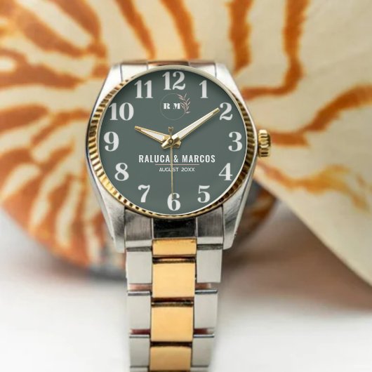 Modern Minimalist Monogram Personalized Wedding  腕時計