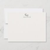 Modern Minimalist Monogram Stationery Note Card 招待状 (正面)