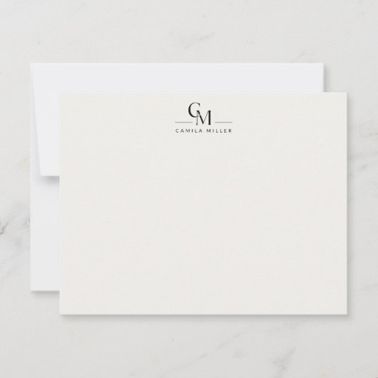 Modern Minimalist Monogram Stationery Note Card 招待状 (正面)