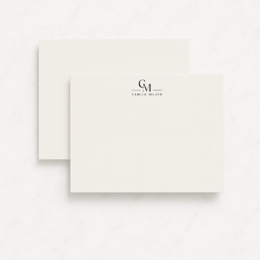 Modern Minimalist Monogram Stationery Note Card 招待状