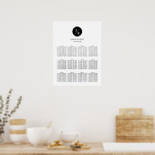 Modern, Minimalist Monogram Wedding Seating Chart ポスター (キッチン)