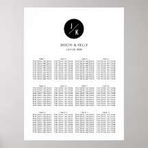 Modern, Minimalist Monogram Wedding Seating Chart