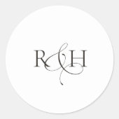 Modern Minimalist Monogram Wedding Sticker ラウンドシール (正面)
