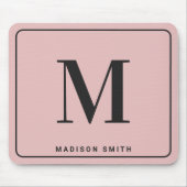 Modern Minimalist Monogram with Name - Blush Pink マウスパッド (正面)