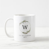 Modern Minimalist Monogram Wreath コーヒーマグカップ (左)