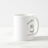 Modern Minimalist Monogram Wreath Coffee Mug コーヒーマグカップ (正面右)