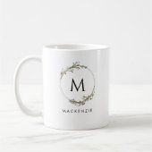 Modern Minimalist Monogram Wreath Coffee Mug コーヒーマグカップ (左)