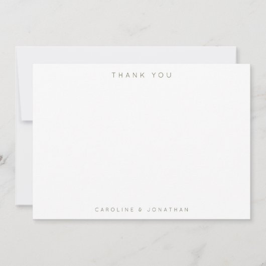 Modern Minimalist Moss Green Personalized Wedding サンキューカード (正面)