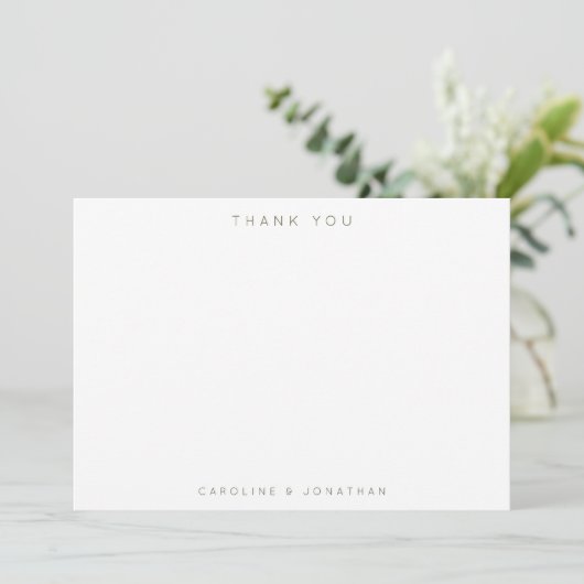 Modern Minimalist Moss Green Personalized Wedding サンキューカード (スタンド正面)
