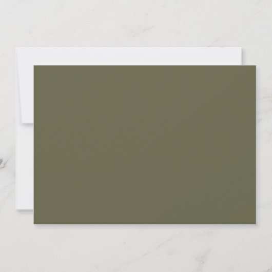 Modern Minimalist Moss Green Personalized Wedding サンキューカード (裏面)