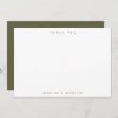 Modern Minimalist Moss Green Personalized Wedding サンキューカード (正面/裏面)