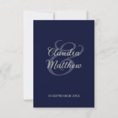 Modern Minimalist Navy Blue and White Wedding RSVP (裏面)