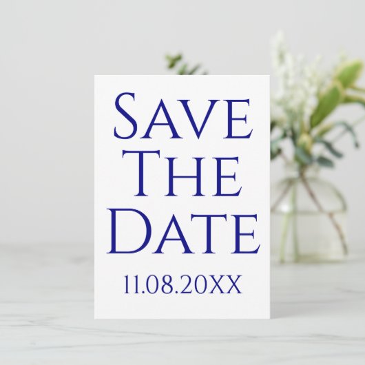 Modern Minimalist Navy Blue Save The Date 招待状 (スタンド正面)