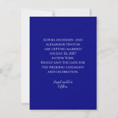 Modern Minimalist Navy Blue Save The Date 招待状 (裏面)