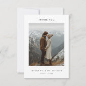 Modern Minimalist Newlywed Mountain Photo Wedding サンキューカード (正面)
