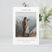 Modern Minimalist Newlywed Mountain Photo Wedding サンキューカード (スタンド正面)
