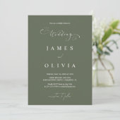 Modern Minimalist Olive Green Photo Wedding Invita 招待状 (スタンド正面)
