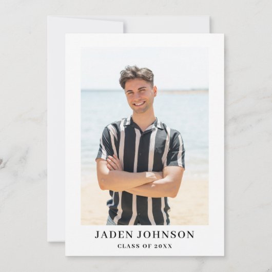 Modern Minimalist One PHOTO Graduation Party 招待状 (裏面)