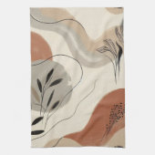 Modern Minimalist Organic Abstract Shapes Pattern キッチンタオル (縦)