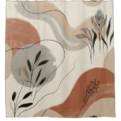 Modern Minimalist Organic Abstract Shapes Pattern シャワーカーテン (正面)