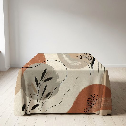 Modern Minimalist Organic Abstract Shapes Pattern テーブルクロス