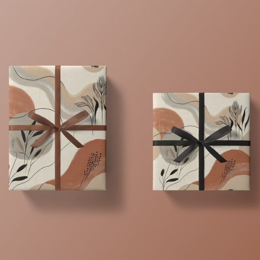 Modern Minimalist Organic Abstract Shapes Pattern ラッピングペーパー