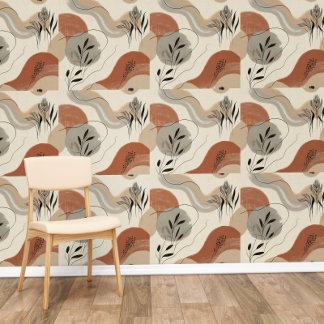 Modern Minimalist Organic Abstract Shapes Pattern 壁紙