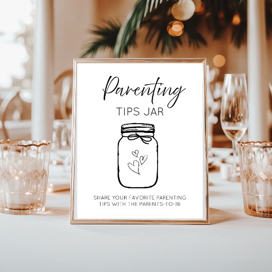 Modern minimalist Parenting tips Jar Baby Shower  ポスター