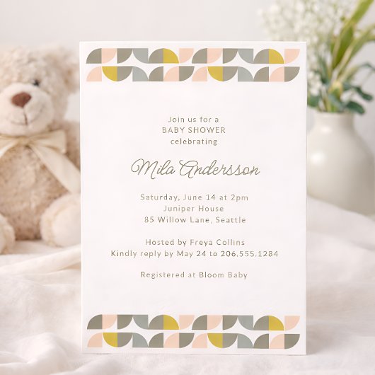 Modern Minimalist Pastel Aesthetic Baby Shower 招待状