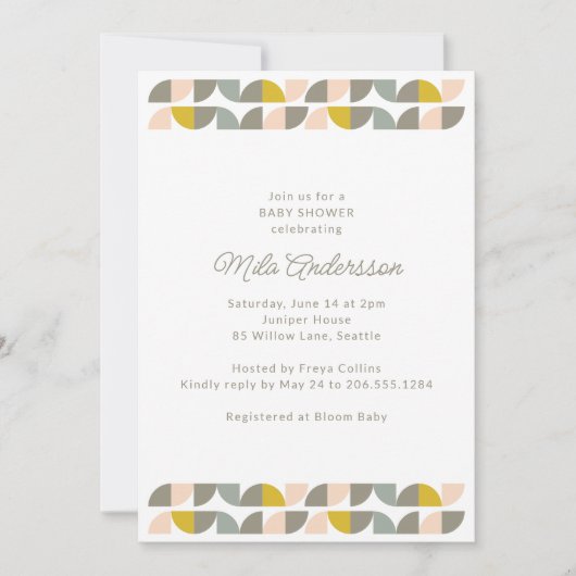 Modern Minimalist Pastel Aesthetic Baby Shower 招待状 (正面)
