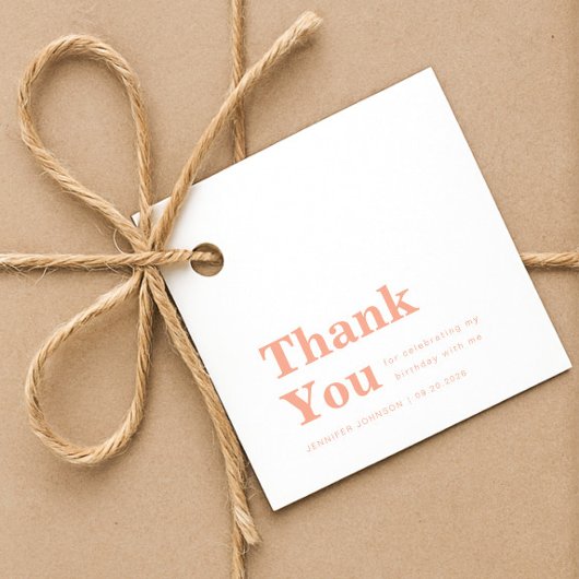 Modern Minimalist Peach Birthday  フェイバータグ