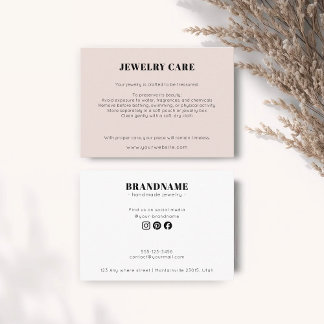 Modern Minimalist Peach Jewelry Care Insert Card エンクロージャーカード