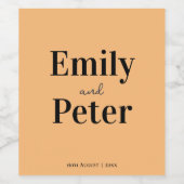 Modern Minimalist Peach Wedding ワインラベル (シングルラベル)