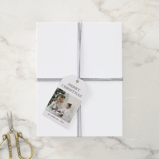 Modern Minimalist Personalized Christmas Holiday ギフトタグ (より糸付き)