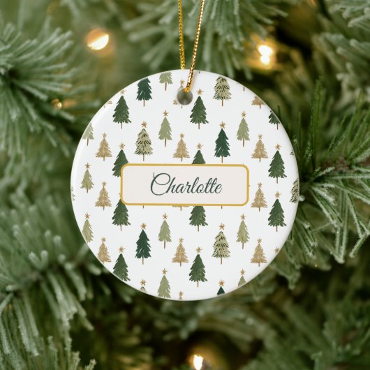 Modern Minimalist Personalized Christmas Ornament セラミックオーナメント (ツリー)