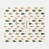 Modern Minimalist Personalized Christmas Tree  フリースブランケット (正面(横))