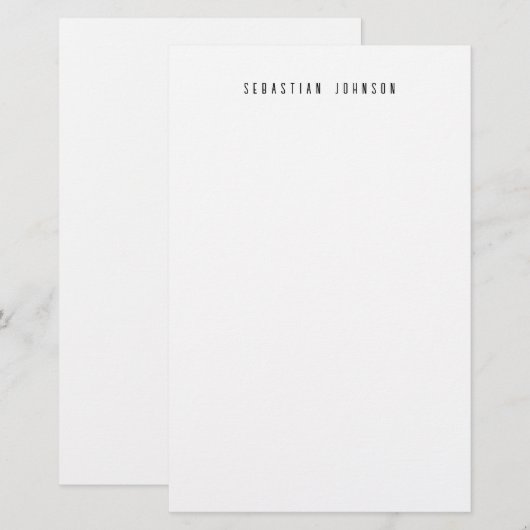Modern Minimalist Personalized Name Stationery 便箋 (正面/裏面)