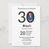 Modern Minimalist Photo 30th Birthday  招待状 (正面)