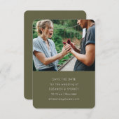 Modern Minimalist Photo Chic Olive Moss Wedding  セーブザデート (正面/裏面)