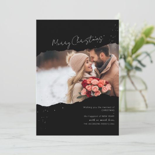 Modern Minimalist Photo Christmas Card 招待状 (スタンド正面)