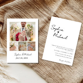 Modern Minimalist Photo Collage Wedding Invitation サンキューカード