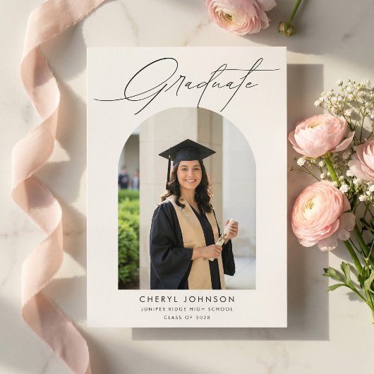 Modern Minimalist Photo Graduation Announcement 案内状