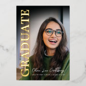 Modern Minimalist Photo Graduation Announcement 箔招待状 (正面)