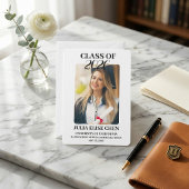 Modern Minimalist Photo Graduation Black Script  案内状