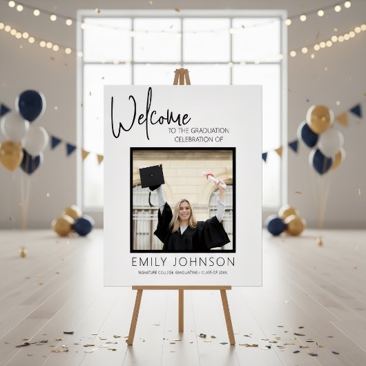 Modern Minimalist Photo Graduation Welcome Sign ポスター