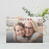 Modern Minimalist Photo Grandmother 70th Birthday 招待状 (スタンド正面)