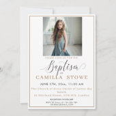 Modern Minimalist Photo LDS Baptism  Invitation 招待状 (正面)